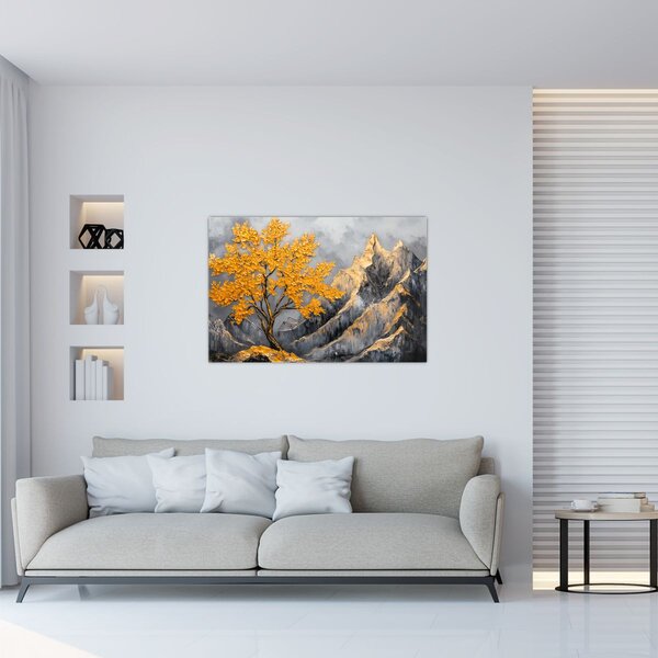Tablou – Arbore auriu în munți (90x60 cm)