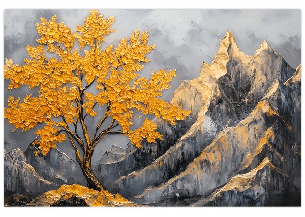 Tablou – Arbore auriu în munți (90x60 cm)