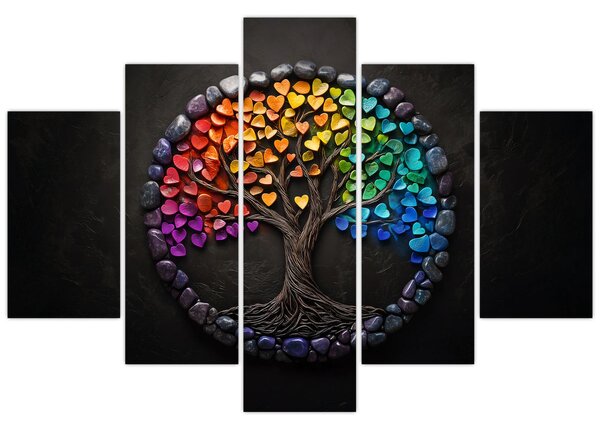 Tablou – Arbore plin de inimi colorate (150x105 cm)