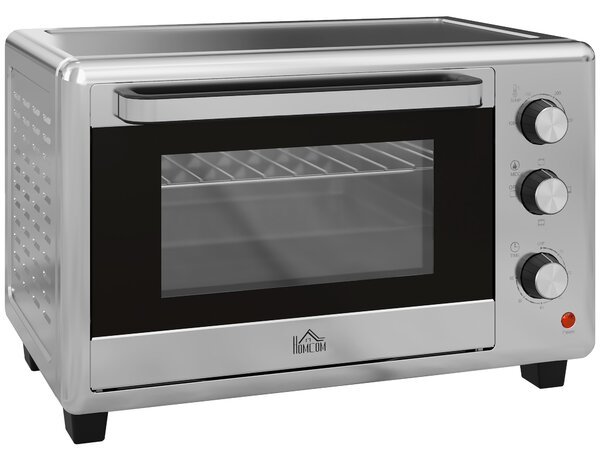 HOMCOM Mini Cuptor Electric cu Convectie 30L pentru Bucătărie Blat Temperatură Ajustabilă 1600W Accesorii Incluse | Aosom Romania