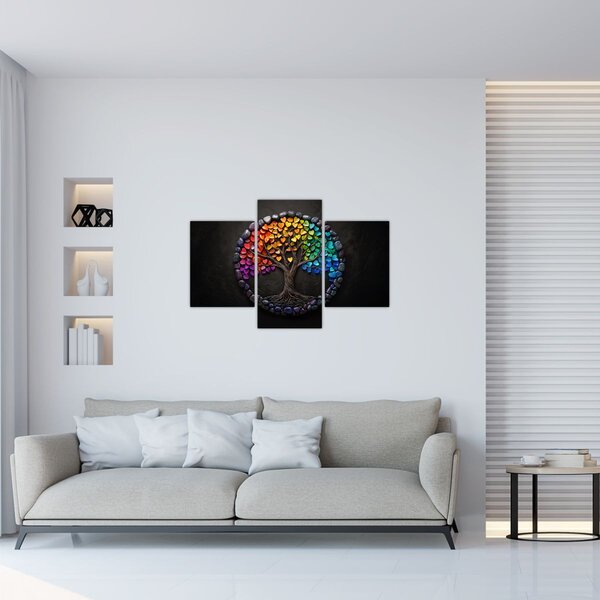 Tablou – Arbore plin de inimi colorate (90x60 cm)