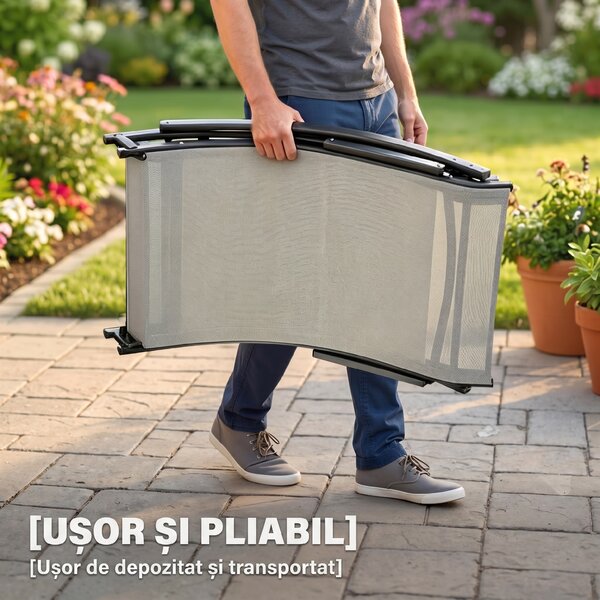 Set 2 Sezlonguri de Gradina Outsunny Pliabile, Aluminiu si Textilen, Kaki, 61x165x63cm | Aosom Romania