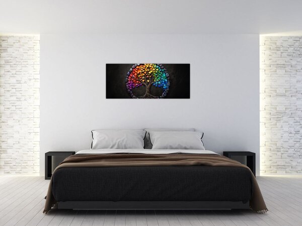 Tablou – Arbore plin de inimi colorate (120x50 cm)