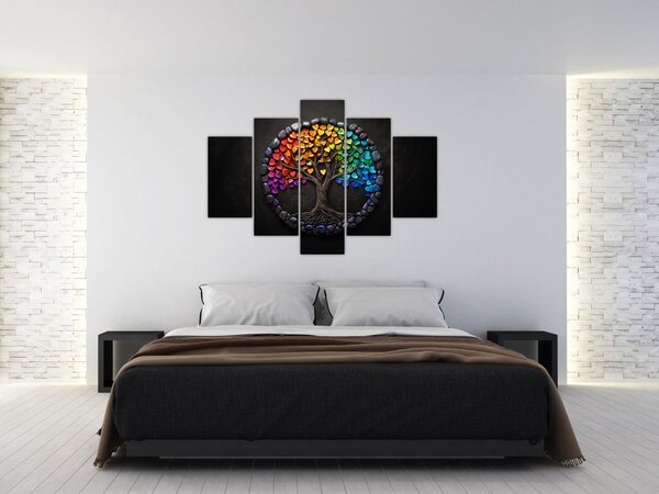 Tablou – Arbore plin de inimi colorate (150x105 cm)