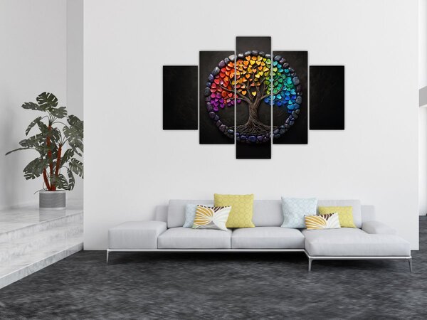 Tablou – Arbore plin de inimi colorate (150x105 cm)