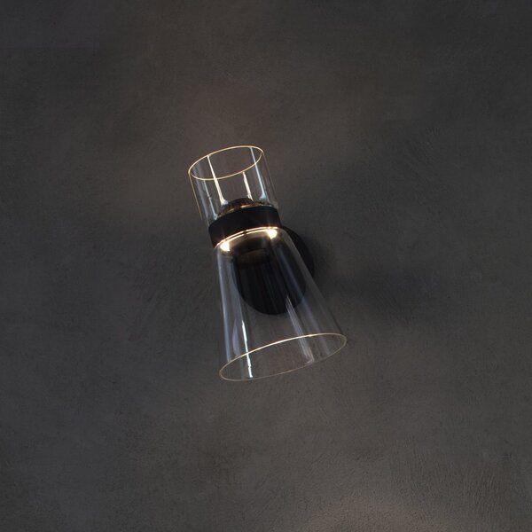 FLOS Aplică de perete LED Nocturne Cone, negru, sticlă, dimabil, reglabil, Transparent, Camera de zi / sufragerie, Aluminiu, Design