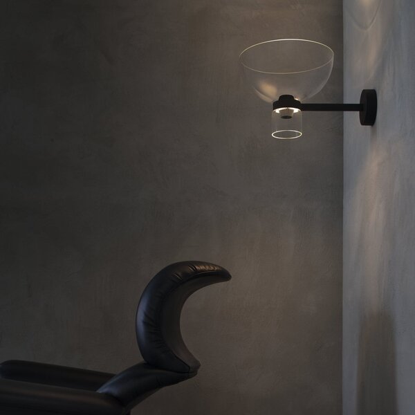 FLOS Aplică de perete LED Nocturne Bowl, negru, sticlă, dimabil, reglabil, Negru, Hol, Aluminiu, Design