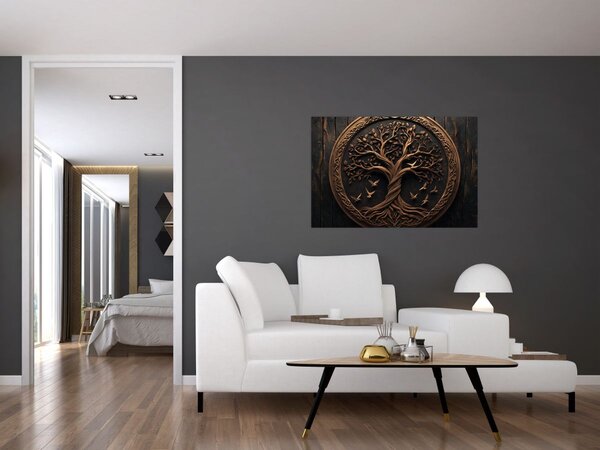 Tablou – Arborele vieții din lemn (90x60 cm)
