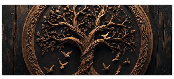 Tablou – Arborele vieții din lemn (120x50 cm)