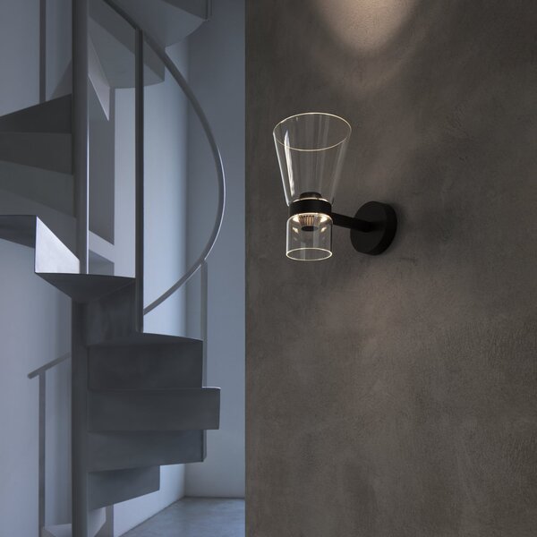 FLOS Aplică de perete LED Nocturne Cone, negru, sticlă, dimabil, reglabil, Transparent, Camera de zi / sufragerie, Aluminiu, Design