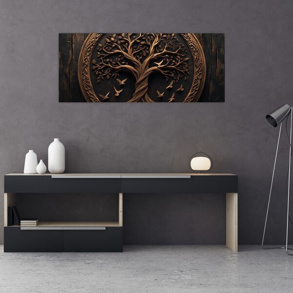Tablou – Arborele vieții din lemn (120x50 cm)