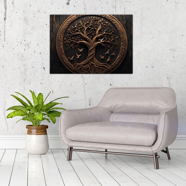 Tablou – Arborele vieții din lemn (70x50 cm)