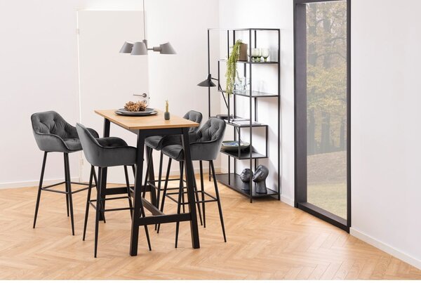 Bibliotecă neagră cu aspect de lemn de frasin 114x185 cm Seaford – Actona