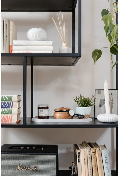 Bibliotecă neagră cu aspect de lemn de frasin 114x185 cm Seaford – Actona