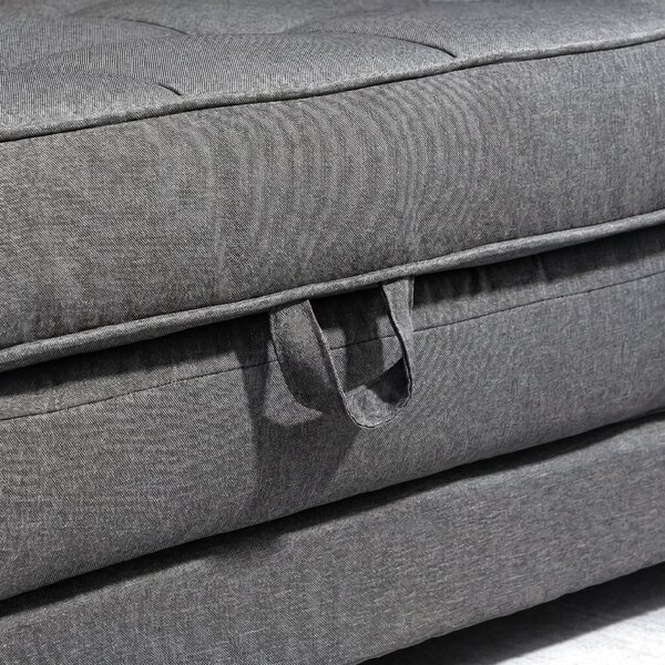 HOMCOM Canapea Extensibilă din Material Textil 2 Locuri cu Capitonaj și Arcuri, 151x75x85 cm, Gri | Aosom Romania
