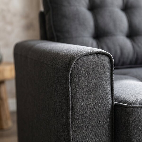 HOMCOM Canapea Extensibilă din Material Textil 2 Locuri cu Capitonaj și Arcuri, 151x75x85 cm, Gri | Aosom Romania