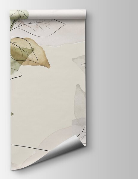 Fototapet Design botanic elegant în nuanțe moi, Fototapet acuarelă, Fototapet populare, w02807 - Tapeko.ro