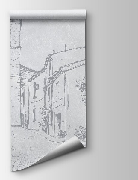 Fototapet Desenul unei străzi cu un turn clopotniță, Fototapet populare, Fototapet populare, w03346v1 - Tapeko.ro