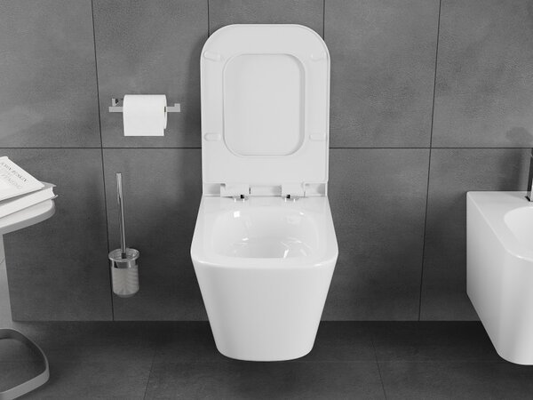Mexen Teo, vas WC suspendat 510x345x340 mm, Rimless Tornado + scaun WC duroplast, alb lucios, 30850700T