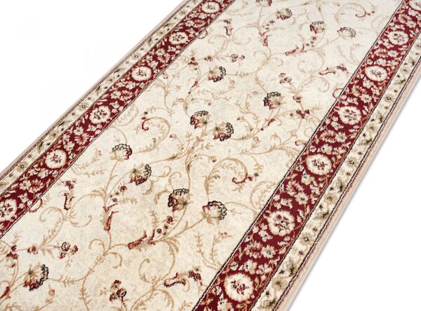 Traversa festonata, Model 523 120, Crem Rosu, Latime 80 cm 80 x 500, Dreptunghi