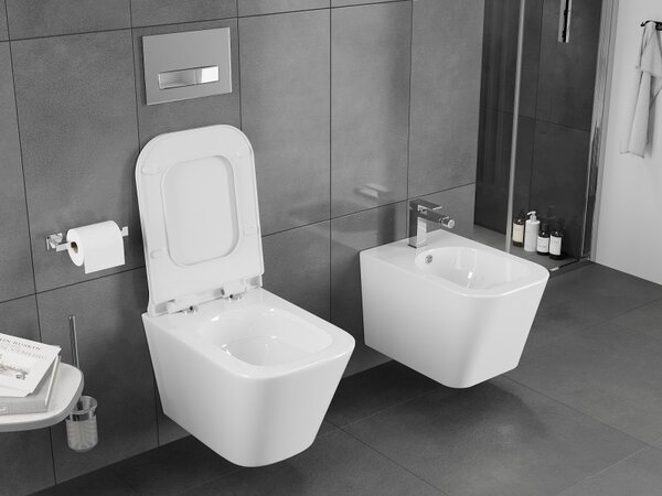 Mexen Teo, vas WC suspendat 510x345x340 mm, Rimless Tornado + scaun WC duroplast, alb lucios, 30850700T