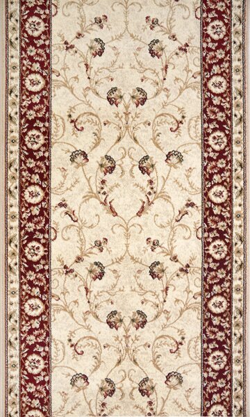Traversa festonata, Model 523 120, Crem Rosu, Latime 80 cm 80 x 500, Dreptunghi