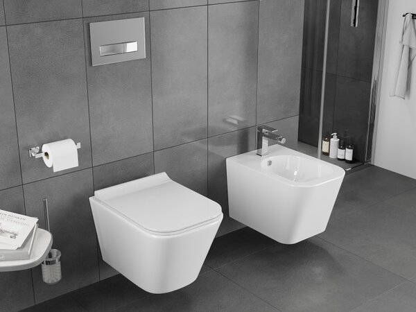 Mexen Teo, vas WC suspendat 510x345x340 mm, Rimless Tornado + scaun WC duroplast, alb lucios, 30850700T