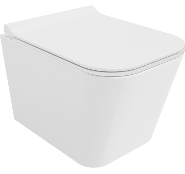 Mexen Teo, vas WC suspendat 510x345x340 mm, Rimless Tornado + scaun WC duroplast, alb lucios, 30850700T