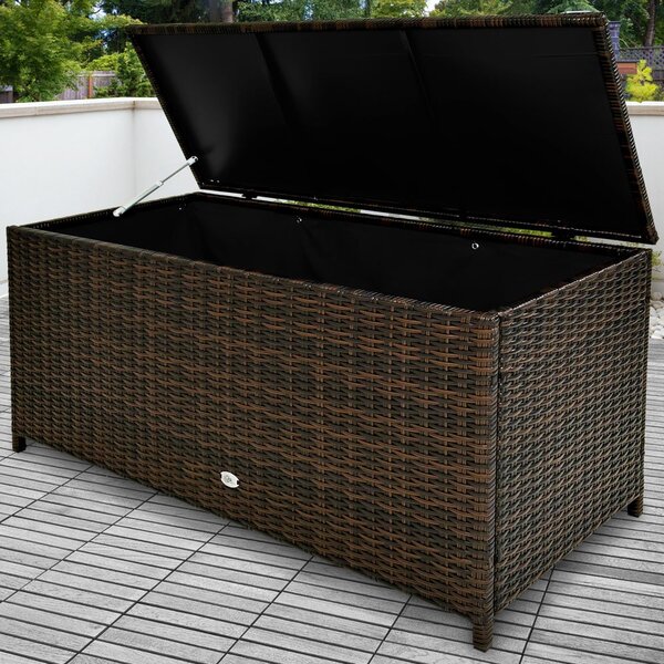 Ladă de depozit pentru grădină, polyrattan, maro, 117 x 53 x 60 cm