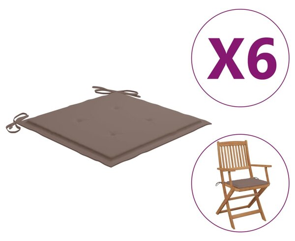 Perne scaun de grădină, 6 buc., gri taupe, 40x40x3 cm, textil
