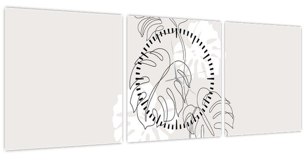 Tablou - Linia de artă monstera N⁰3 (cu ceas) (90x30 cm)