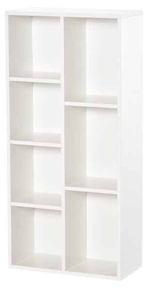 HOMCOM Bibliotecă din Lem Stil Vintage Cubica cu 7 Suporturi Diferite din MDF pentru Casă și Birou, 50x24x106 cm, Alb | Aosom Romania