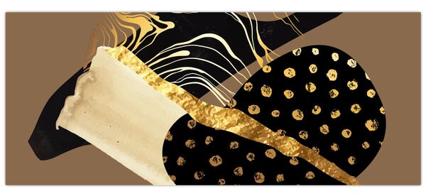 Tablou - Abstracție maro auriu N⁰1 (120x50 cm)