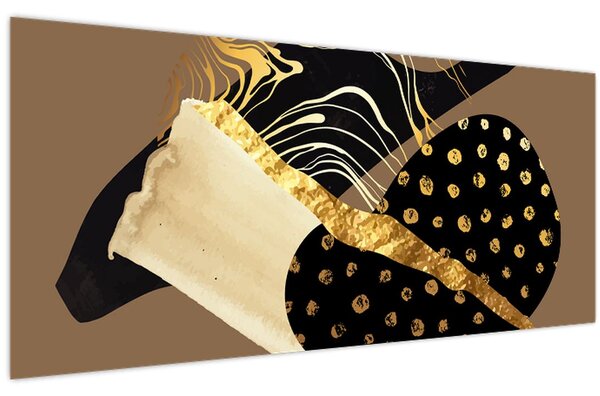 Tablou - Abstracție maro auriu N⁰1 (120x50 cm)