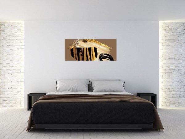 Tablou - Abstracție maro auriu N⁰2 (120x50 cm)