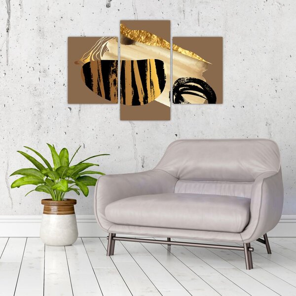 Tablou - Abstracție maro auriu N⁰2 (90x60 cm)