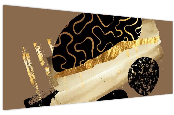 Tablou - Abstracție maro auriu N⁰3 (120x50 cm)