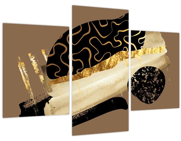 Tablou - Abstracție maro auriu N⁰3 (90x60 cm)