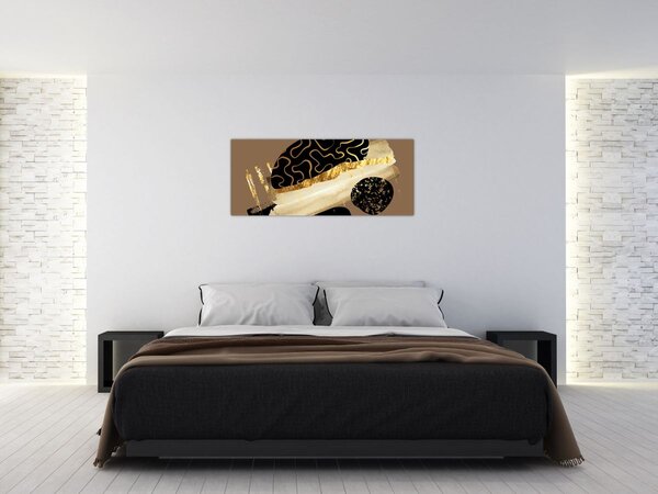 Tablou - Abstracție maro auriu N⁰3 (120x50 cm)