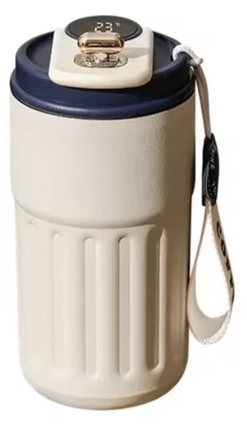 Cana termos Pufo Luxury cu indicator LED de temperatura, 400 ml, albastru