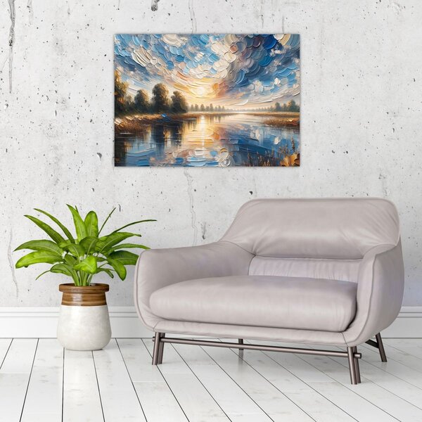 Tablou - Pictură cu soarele deasupra apei (70x50 cm)