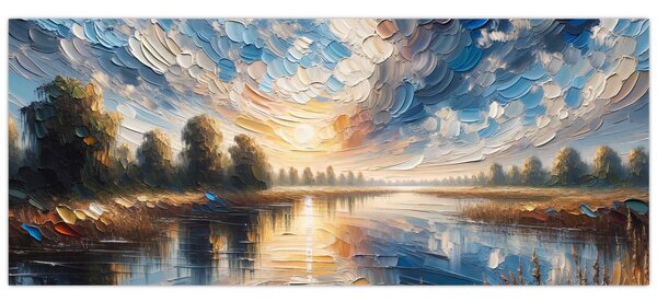 Tablou - Pictură cu soarele deasupra apei (120x50 cm)