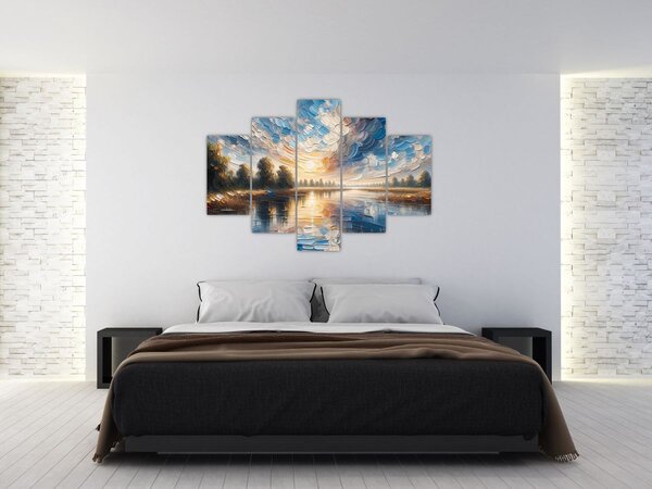 Tablou - Pictură cu soarele deasupra apei (150x105 cm)