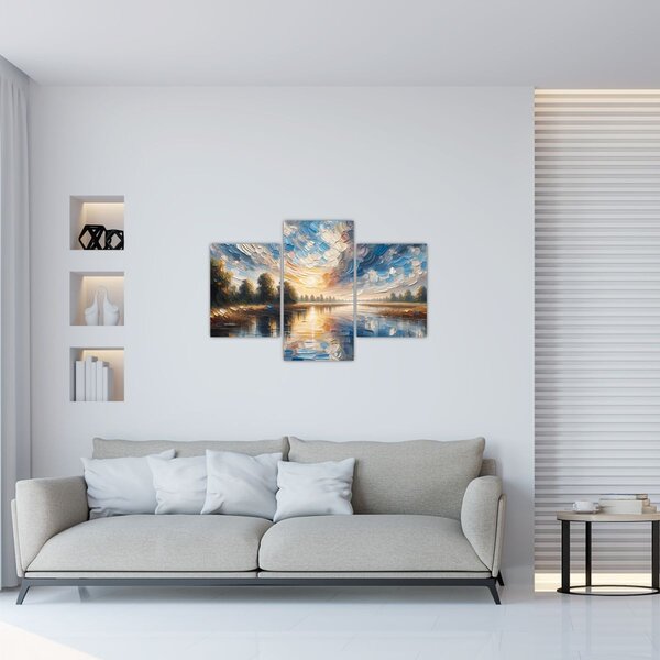 Tablou - Pictură cu soarele deasupra apei (90x60 cm)