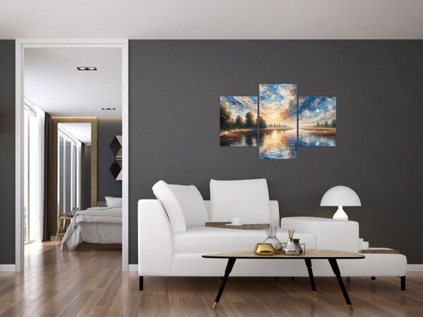 Tablou - Pictură cu soarele deasupra apei (90x60 cm)
