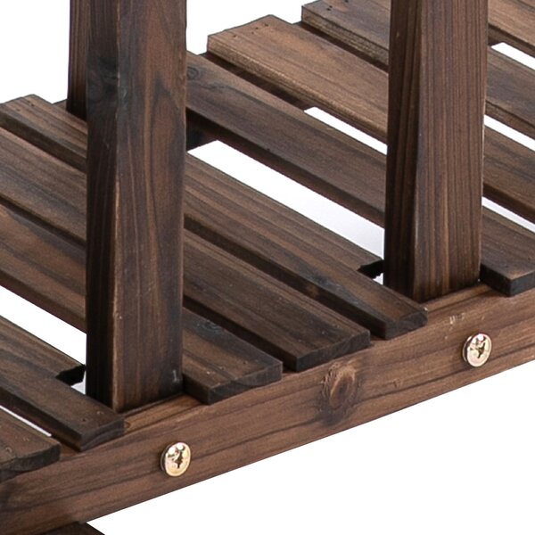 Outsunny Raft de Flori cu 4 Nivele si Roti , din Lemn 123.5L x 33L x 80Hcm | Aosom Romania