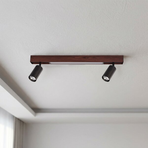 Brilagi - Spot LED SELE 2xGU10/30W/230V + LED/15W negru/decor stejar