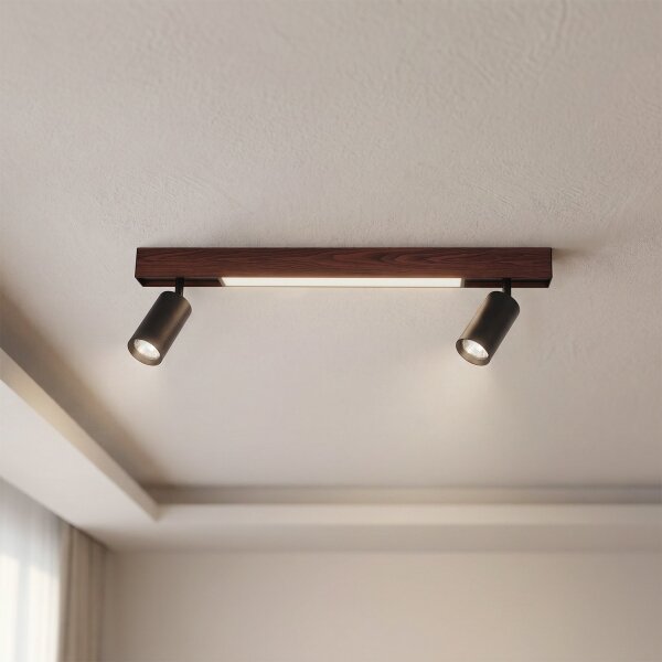 Brilagi - Spot LED SELE 2xGU10/30W/230V + LED/15W negru/decor stejar