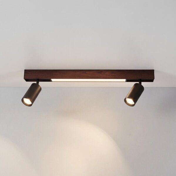 Brilagi - Spot LED SELE 2xGU10/30W/230V + LED/15W negru/decor stejar