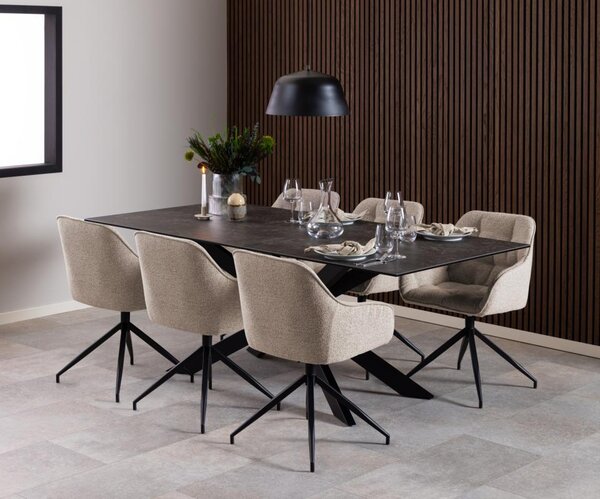 Scaun de dining pivotant Brooke, bej